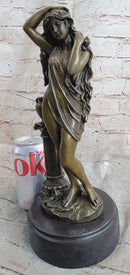 Classic Patoue Female Figure Nude Bookend Bronze Marble Sculpture
