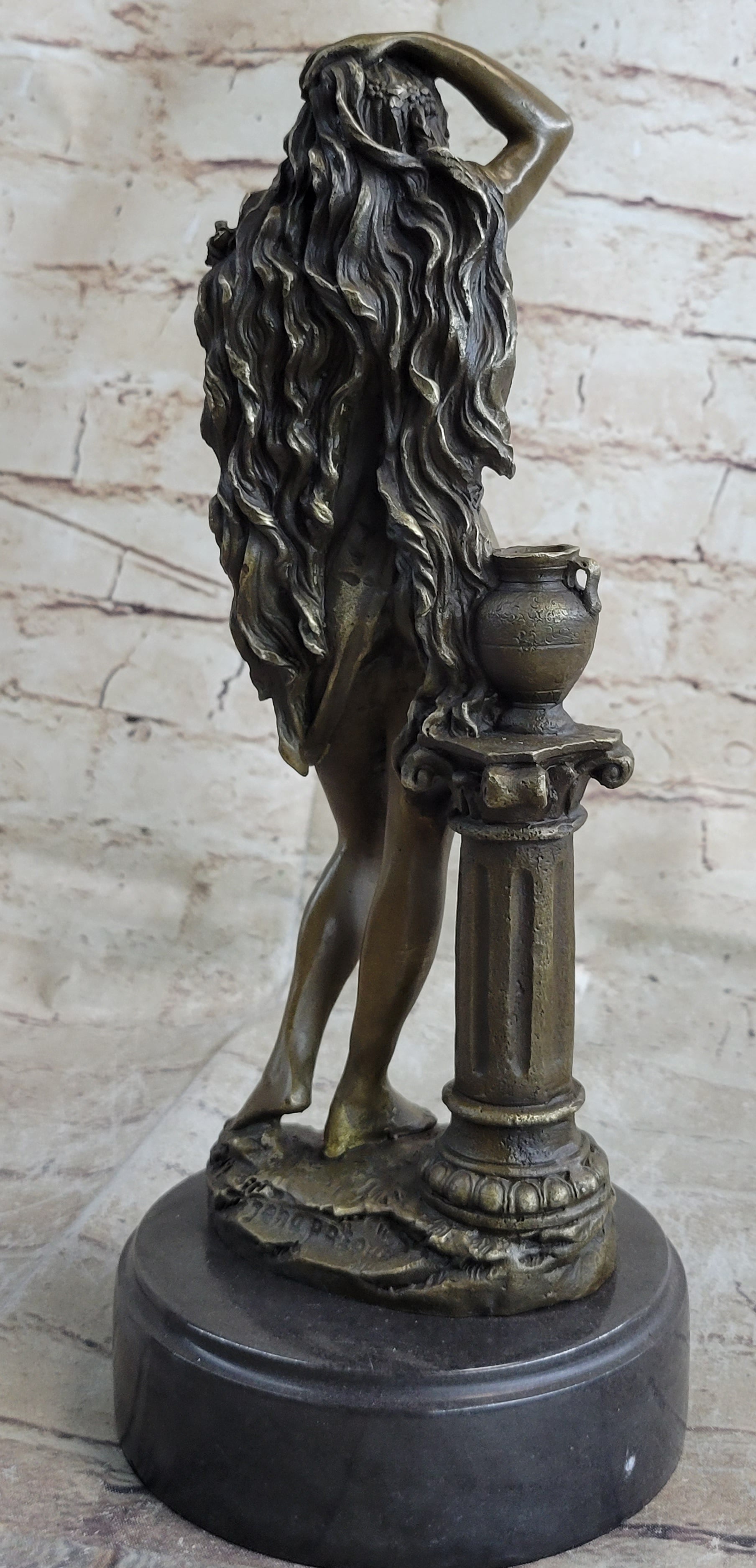 Classic Patoue Female Figure Nude Bookend Bronze Marble Sculpture