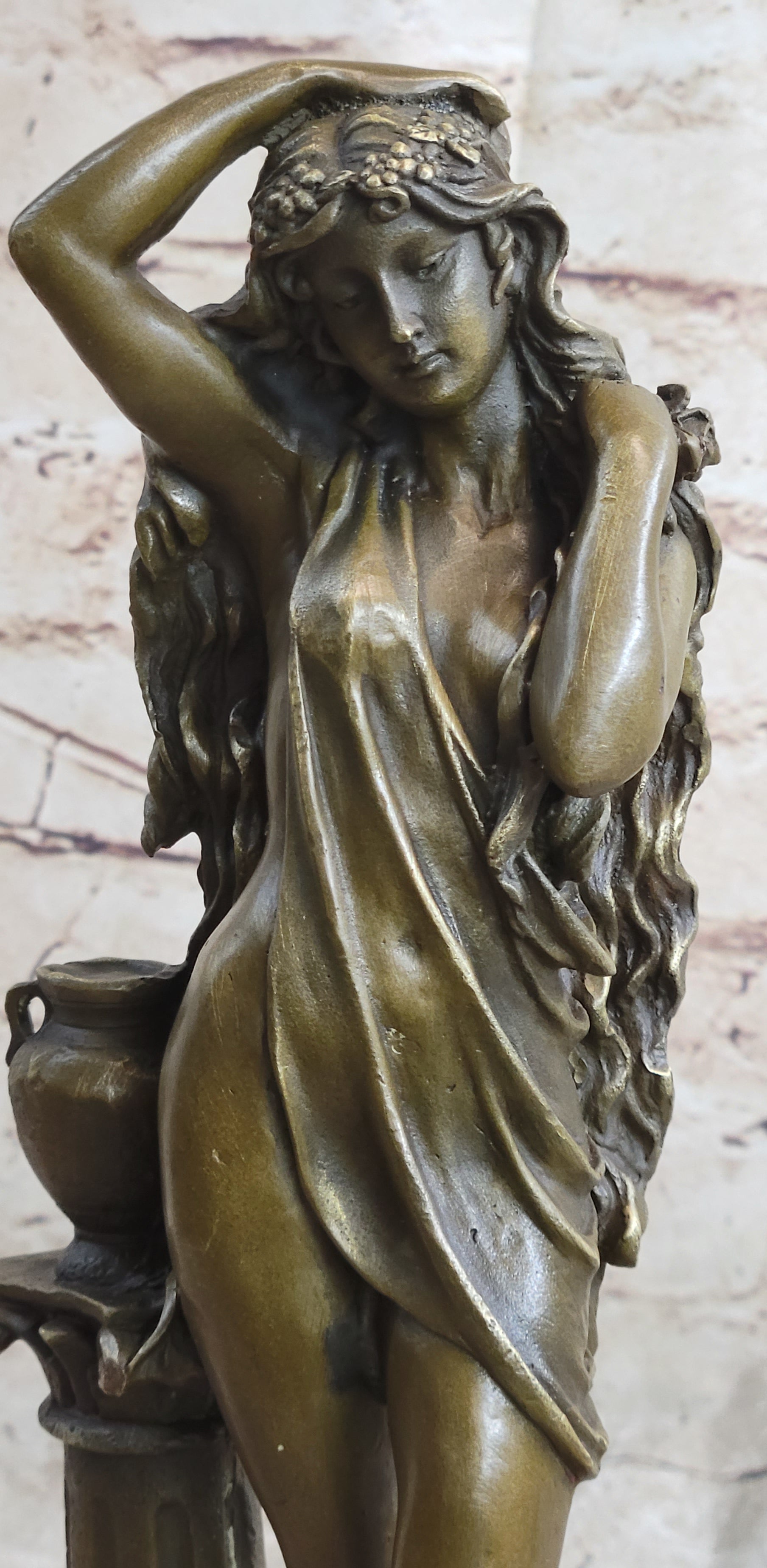 Classic Patoue Female Figure Nude Bookend Bronze Marble Sculpture