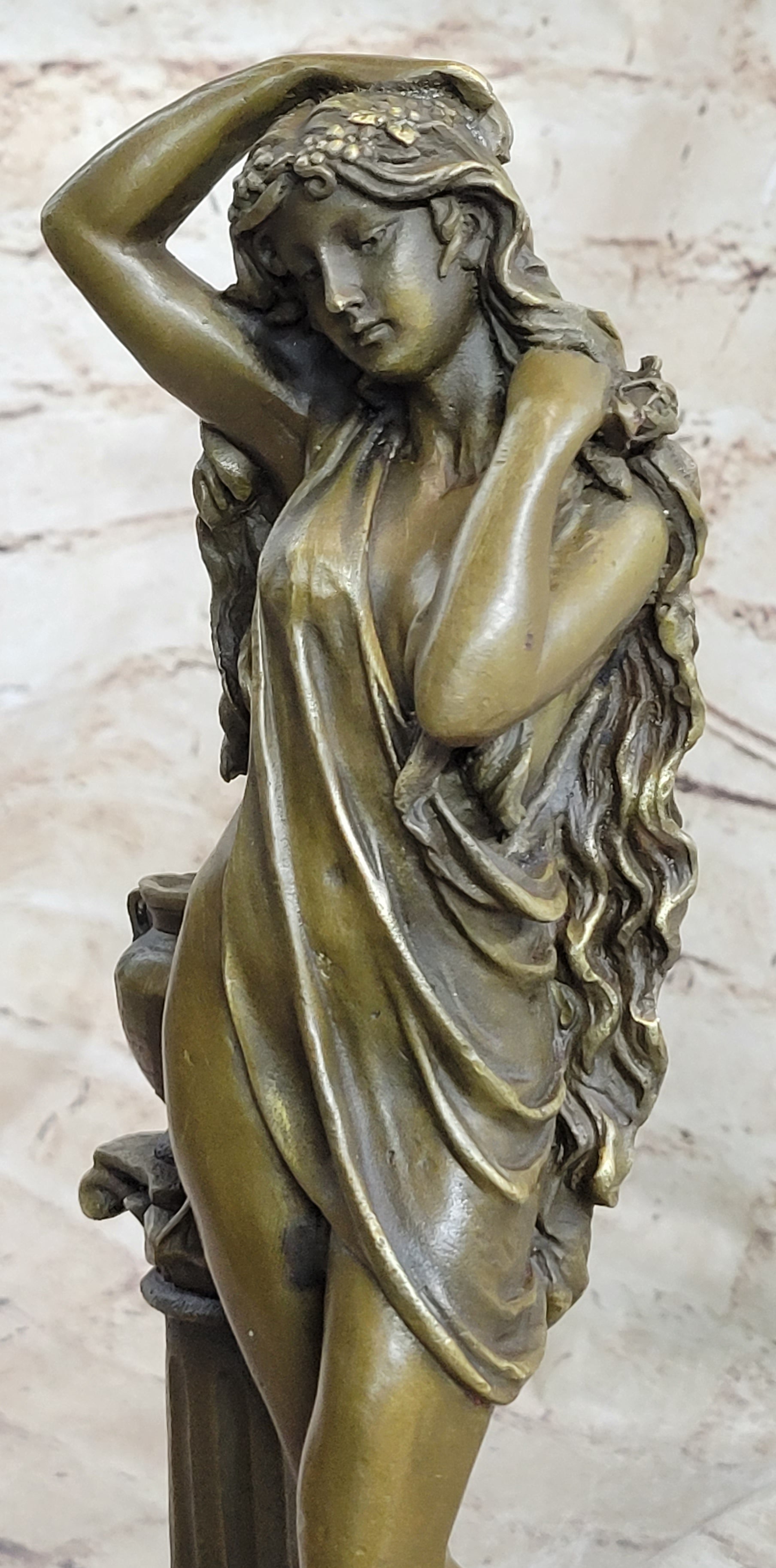 Classic Patoue Female Figure Nude Bookend Bronze Marble Sculpture