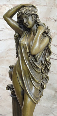 Classic Patoue Female Figure Nude Bookend Bronze Marble Sculpture