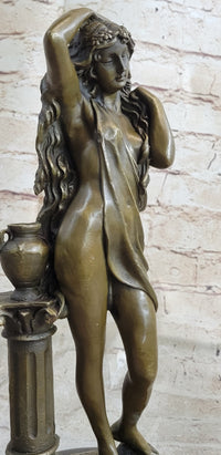 Classic Patoue Female Figure Nude Bookend Bronze Marble Sculpture