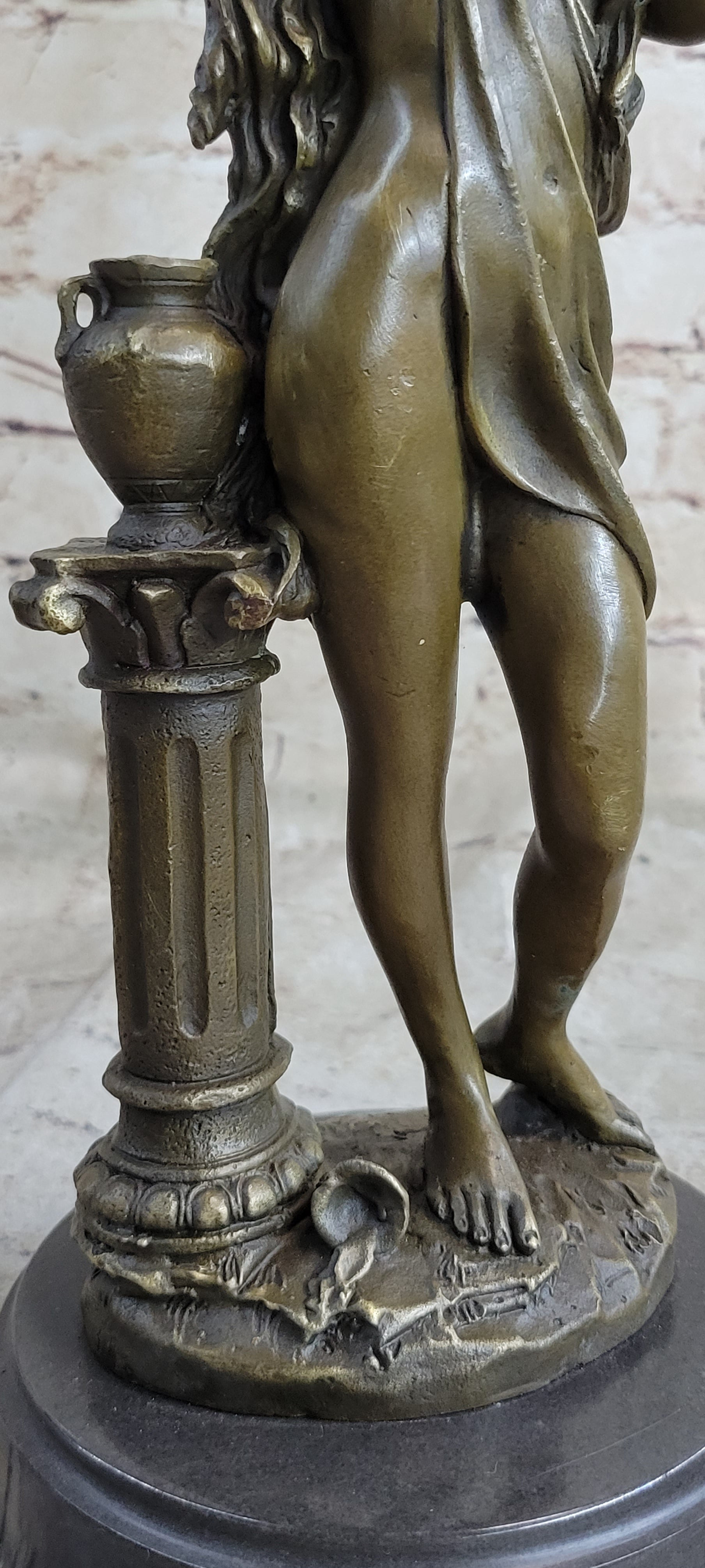 Classic Patoue Female Figure Nude Bookend Bronze Marble Sculpture