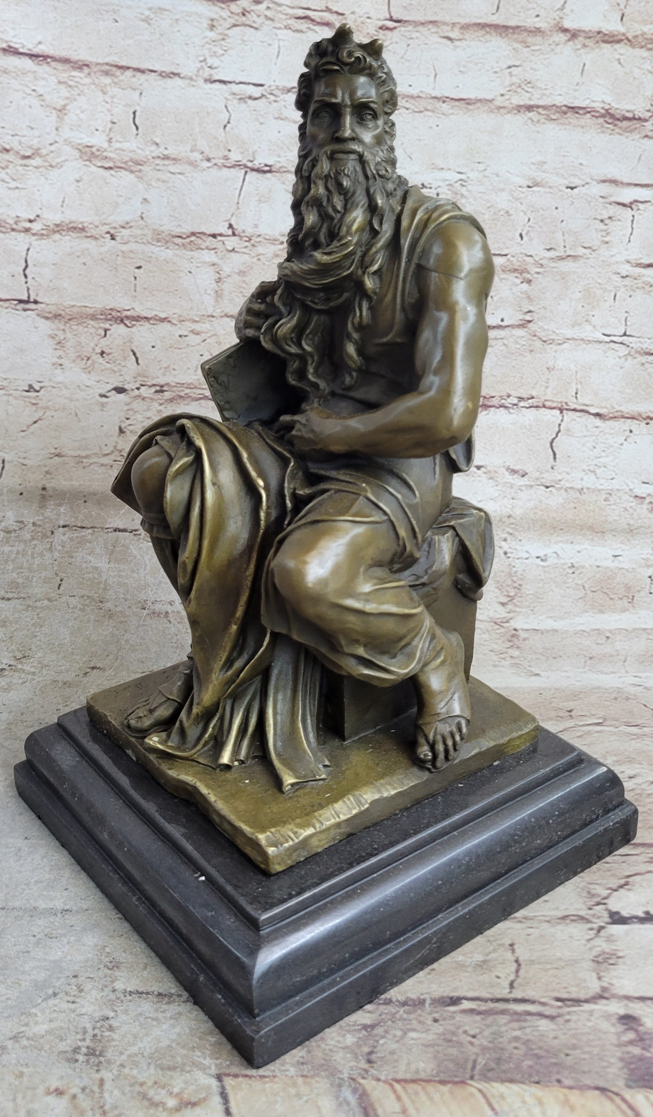 Michelangelo's Moses Bronze Sculpture 13" x 7"