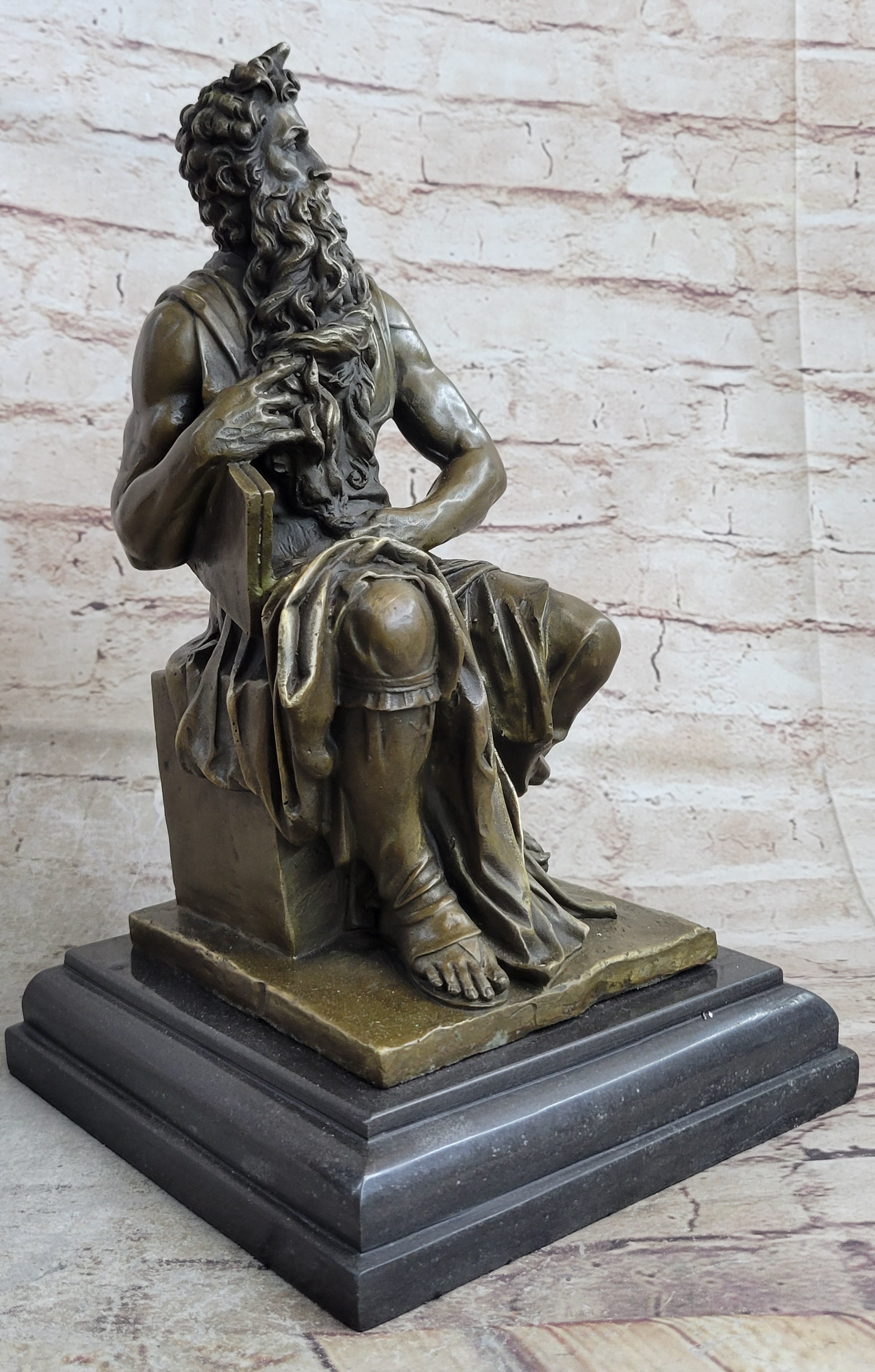 Michelangelo's Moses Bronze Sculpture 13" x 7"