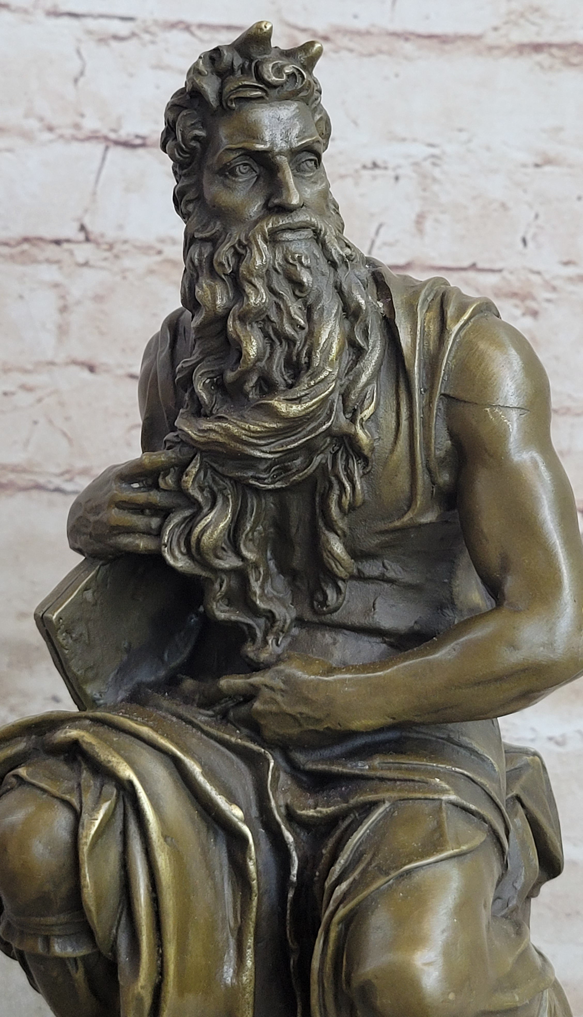 Michelangelo's Moses Bronze Sculpture 13" x 7"