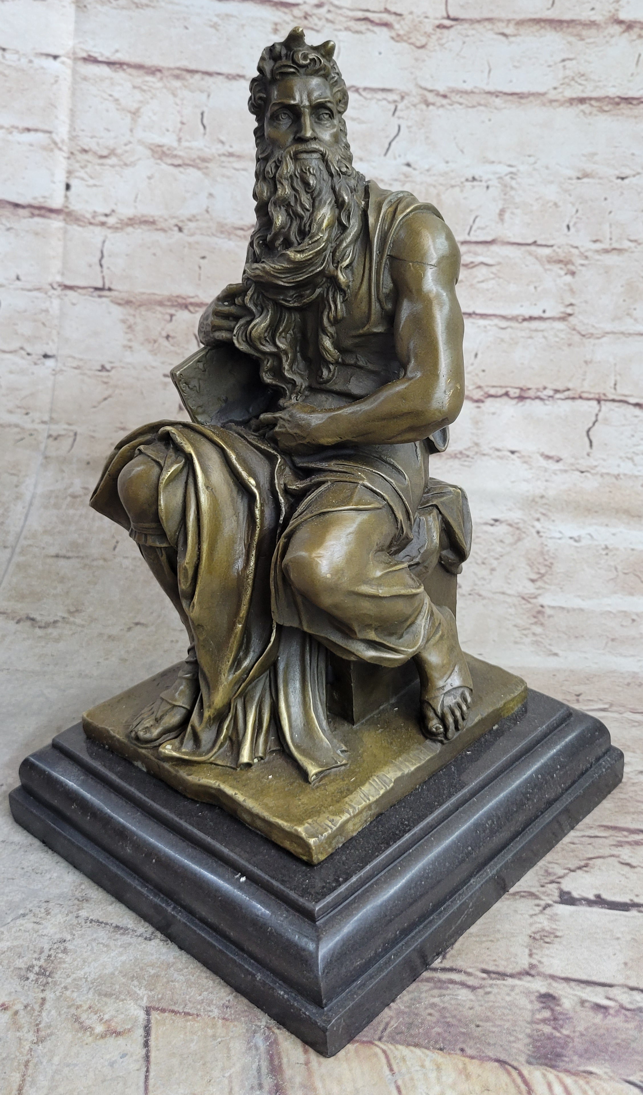 Michelangelo's Moses Bronze Sculpture 13" x 7"