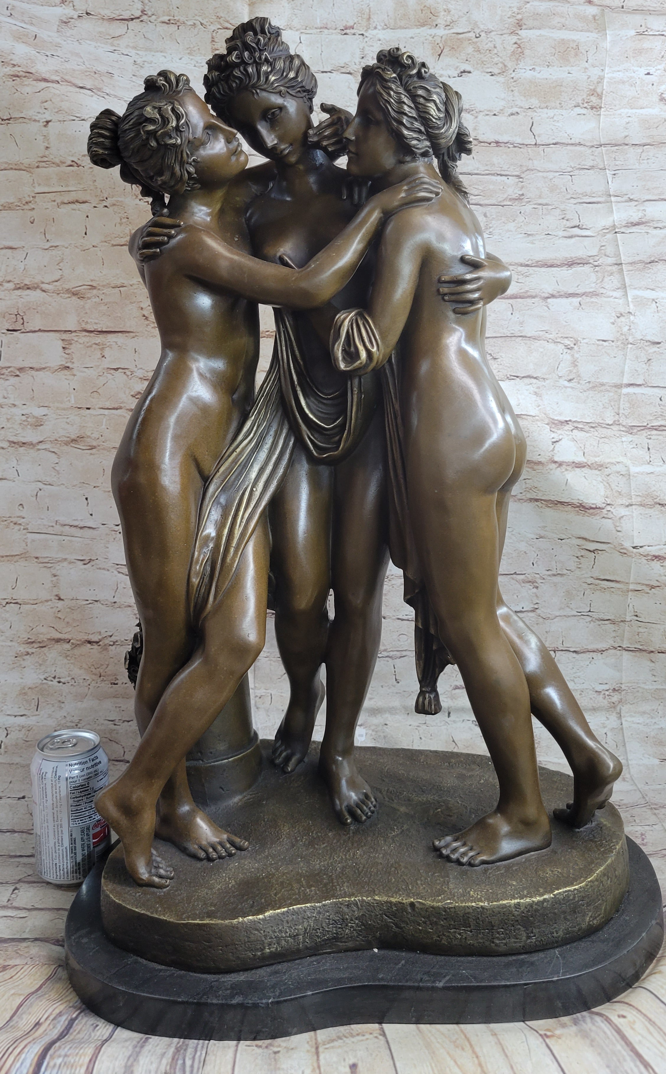 Extra Large Three Graces Bronze Sculpture by Canova 80 Lbs