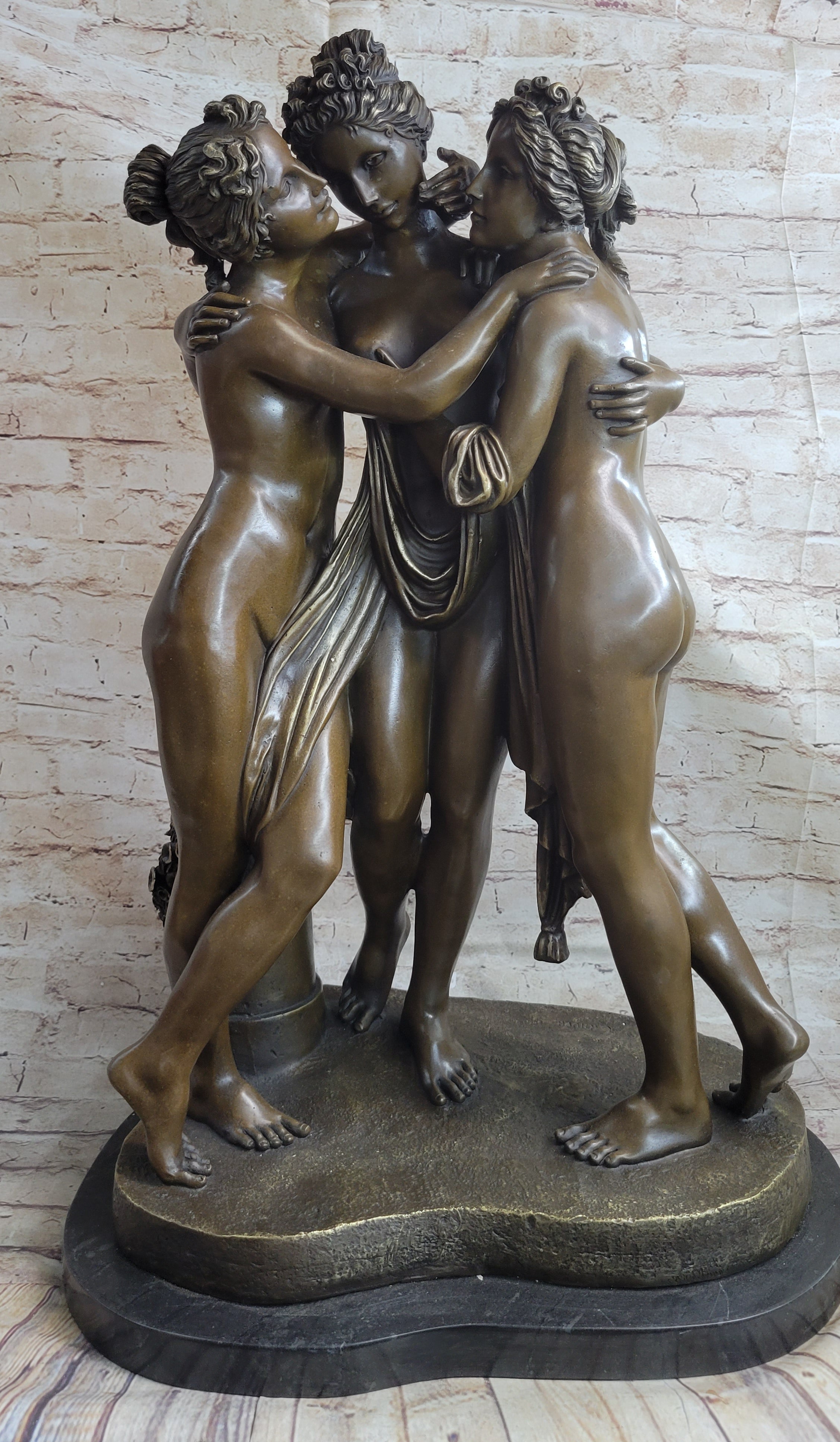 Extra Large Three Graces Bronze Sculpture by Canova 80 Lbs