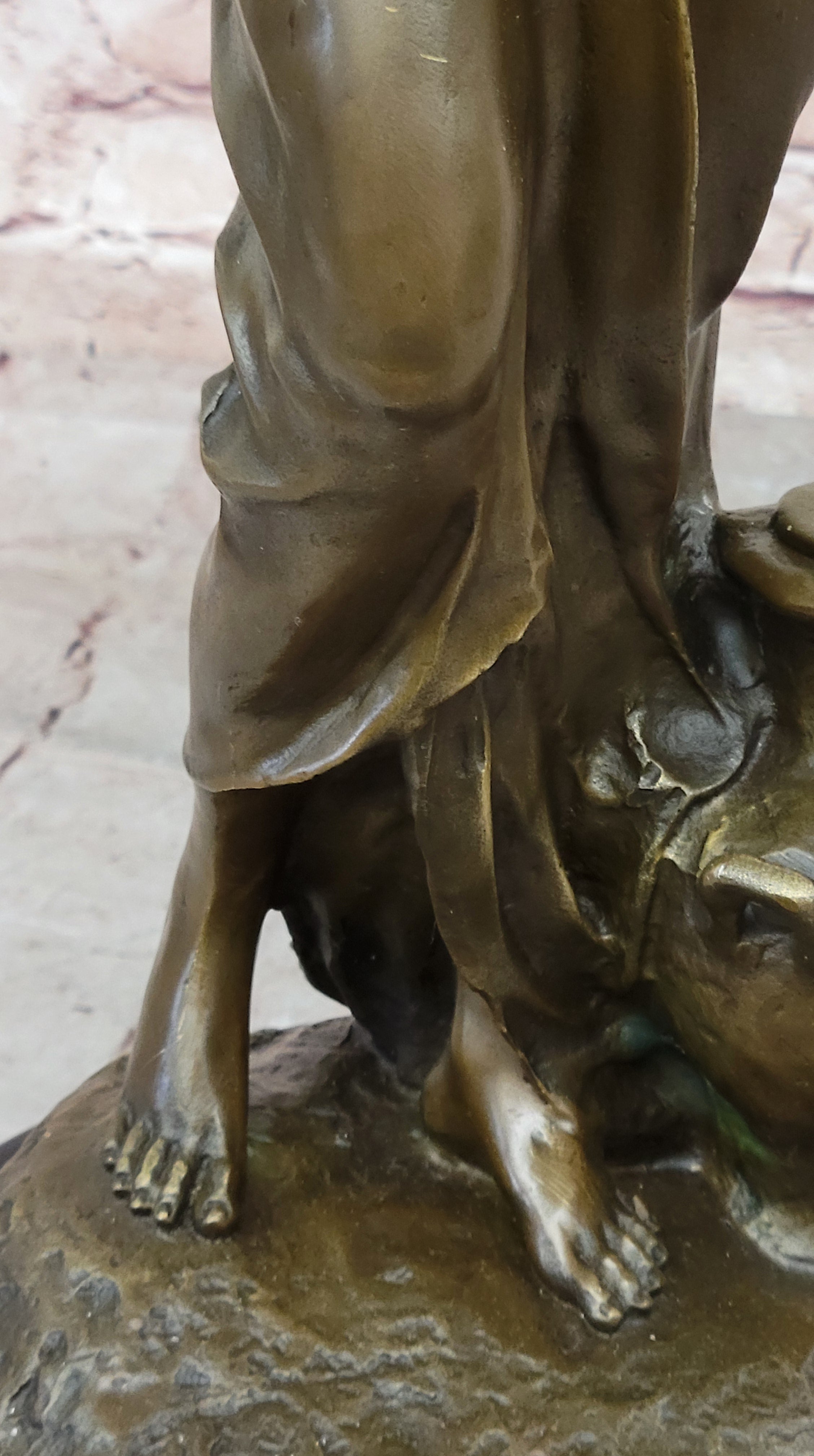 Signed Moreau Young Lady With Two Angels Bronze Sculpture