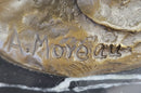Signed Moreau Young Lady With Two Angels Bronze Sculpture