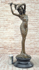 Nude Female Figure Sexy Girl Stretching Grapes Vineyard Wine Bronze Sculpture Statue Decor Original Art