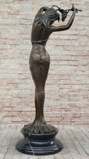 Nude Female Figure Sexy Girl Stretching Grapes Vineyard Wine Bronze Sculpture Statue Decor Original Art