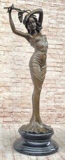 Nude Female Figure Sexy Girl Stretching Grapes Vineyard Wine Bronze Sculpture Statue Decor Original Art