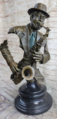 African American Jazz Saxophonist Bronze Sculpture