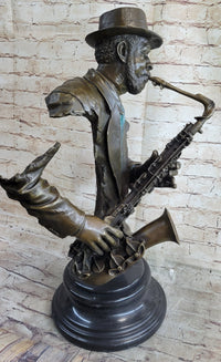 African American Jazz Saxophonist Bronze Sculpture