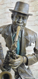 African American Jazz Saxophonist Bronze Sculpture
