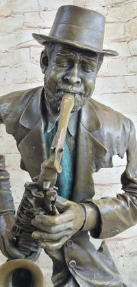 African American Jazz Saxophonist Bronze Sculpture