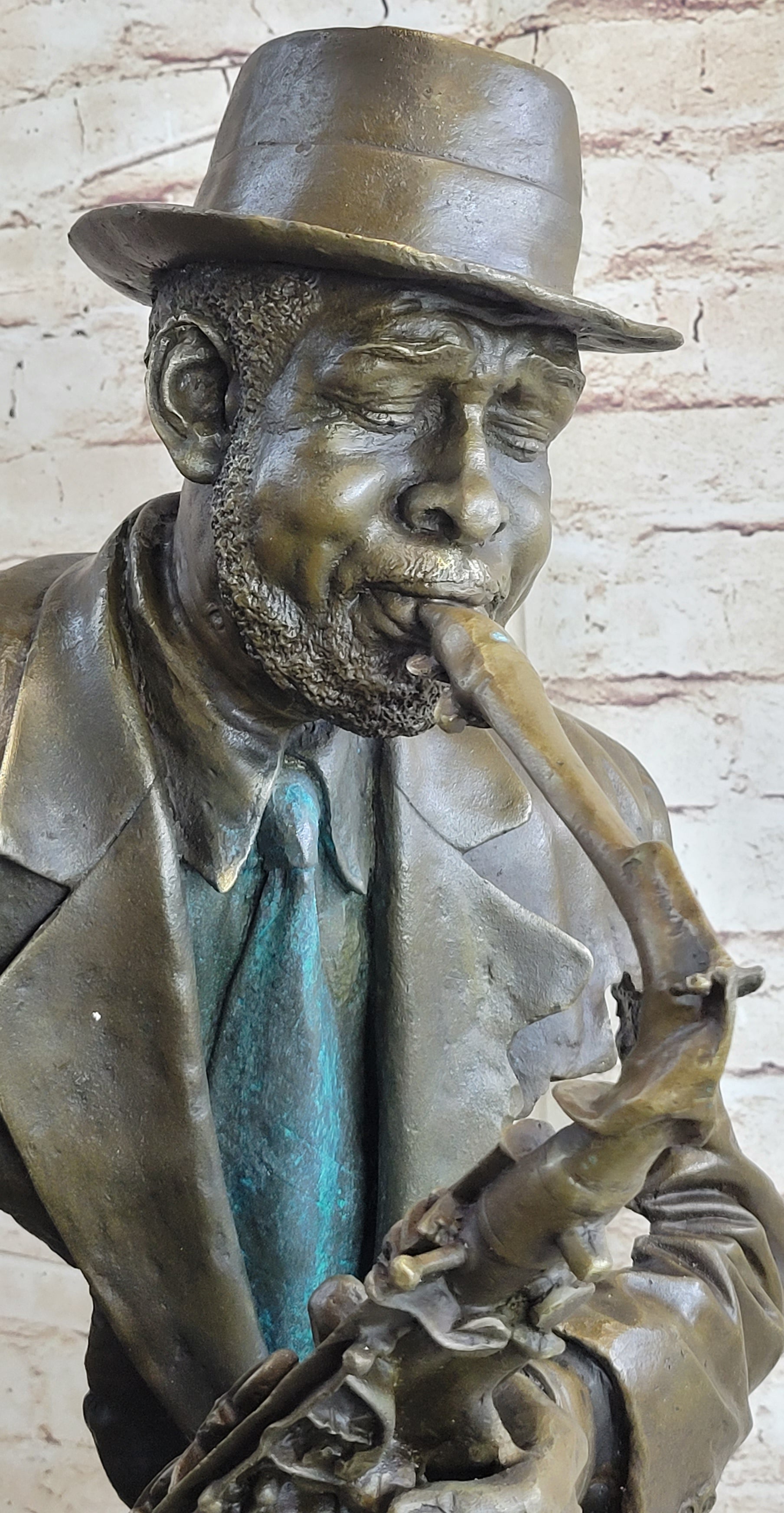 African American Jazz Saxophonist Bronze Sculpture