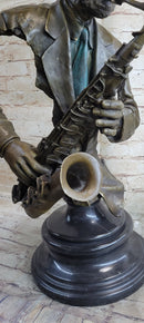 African American Jazz Saxophonist Bronze Sculpture