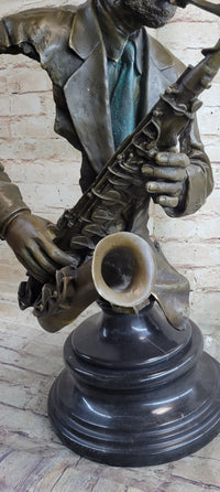 African American Jazz Saxophonist Bronze Sculpture