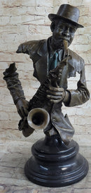 African American Jazz Saxophonist Bronze Sculpture