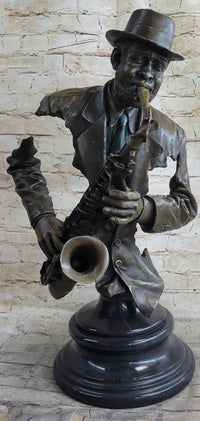 African American Jazz Saxophonist Bronze Sculpture