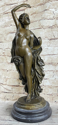 Nude Roman Greek Goddess Female Figure Bronze Sculpture 20" x 7"