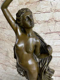 Nude Roman Greek Goddess Female Figure Bronze Sculpture 20" x 7"