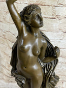 Nude Roman Greek Goddess Female Figure Bronze Sculpture 20" x 7"