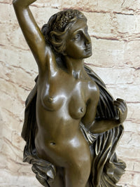 Nude Roman Greek Goddess Female Figure Bronze Sculpture 20" x 7"