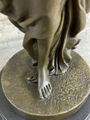 Greek Roman Woman Candle Holder Bronze Sculpture Art