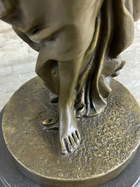 Greek Roman Woman Candle Holder Bronze Sculpture Art