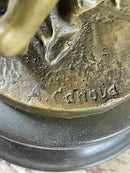 Greek Roman Woman Candle Holder Bronze Sculpture Art