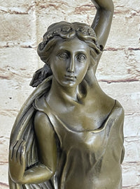 Greek Roman Woman Candle Holder Candelabra Bronze Sculpture