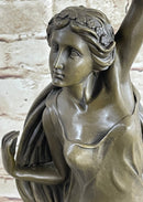 Greek Roman Woman Candle Holder Candelabra Bronze Sculpture