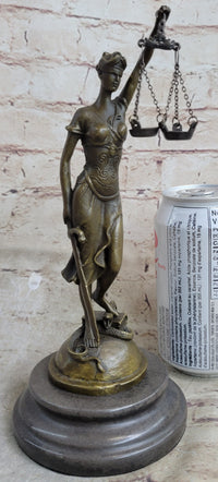 Signed Mayer Lawyer Blind Justice Bronze Law Sculpture