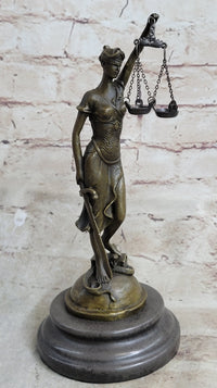 Signed Mayer Lawyer Blind Justice Bronze Law Sculpture