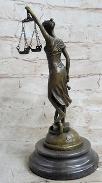 Signed Mayer Lawyer Blind Justice Bronze Law Sculpture
