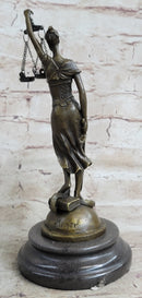 Signed Mayer Lawyer Blind Justice Bronze Law Sculpture
