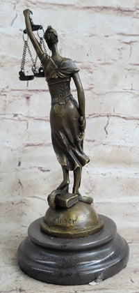 Signed Mayer Lawyer Blind Justice Bronze Law Sculpture