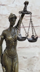 Signed Mayer Lawyer Blind Justice Bronze Law Sculpture