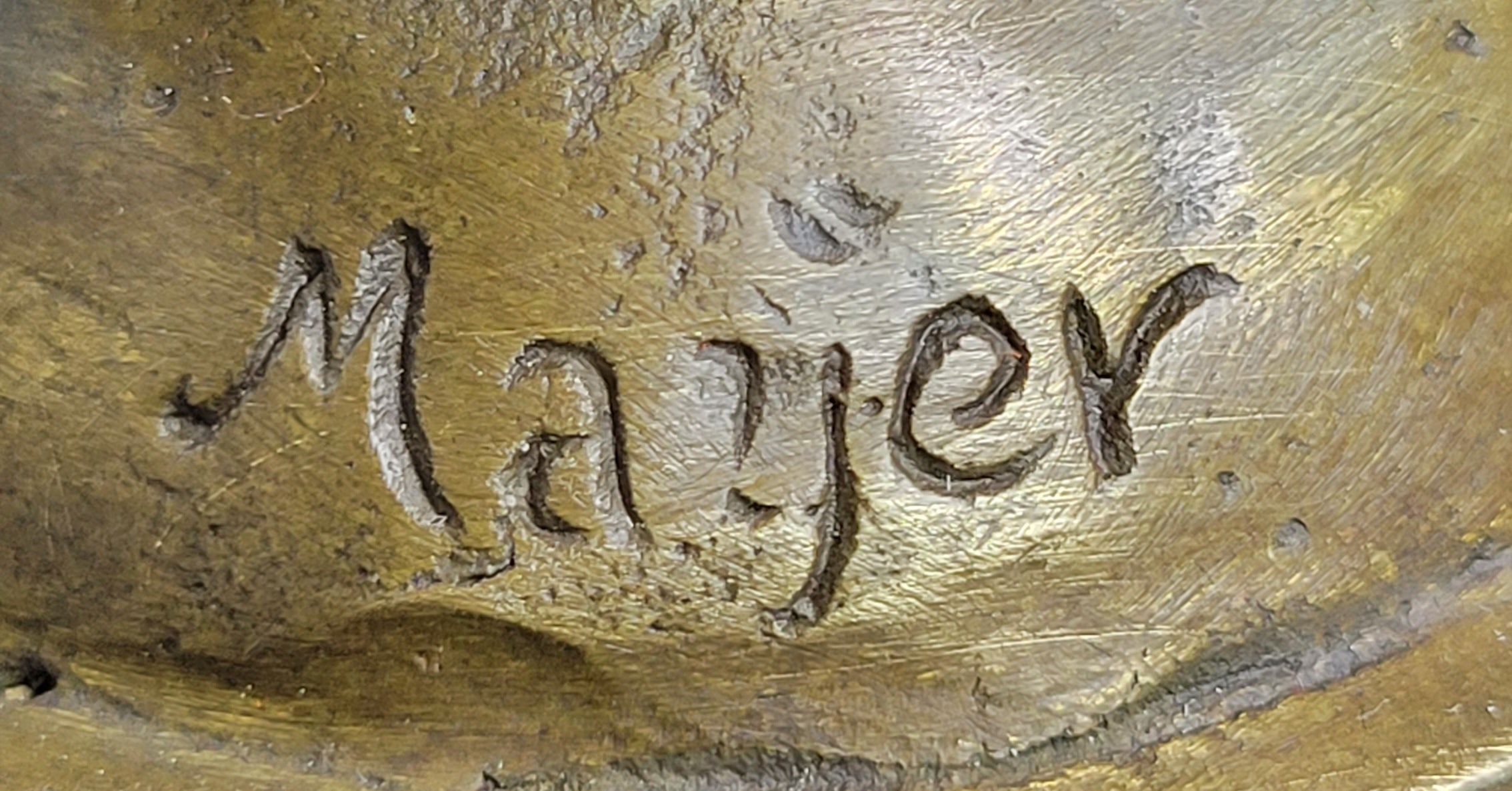 Signed Mayer Lawyer Blind Justice Bronze Law Sculpture