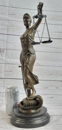 Bronze Scale of Justice Blind Justice Sculpture 18'' NR