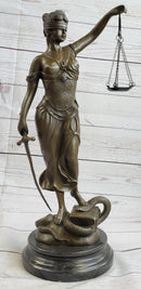 Bronze Scale of Justice Blind Justice Sculpture 18'' NR