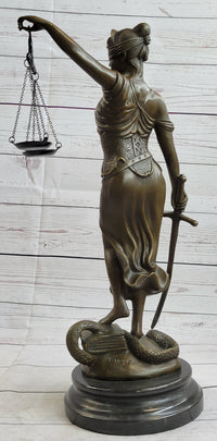 Bronze Scale of Justice Blind Justice Sculpture 18'' NR