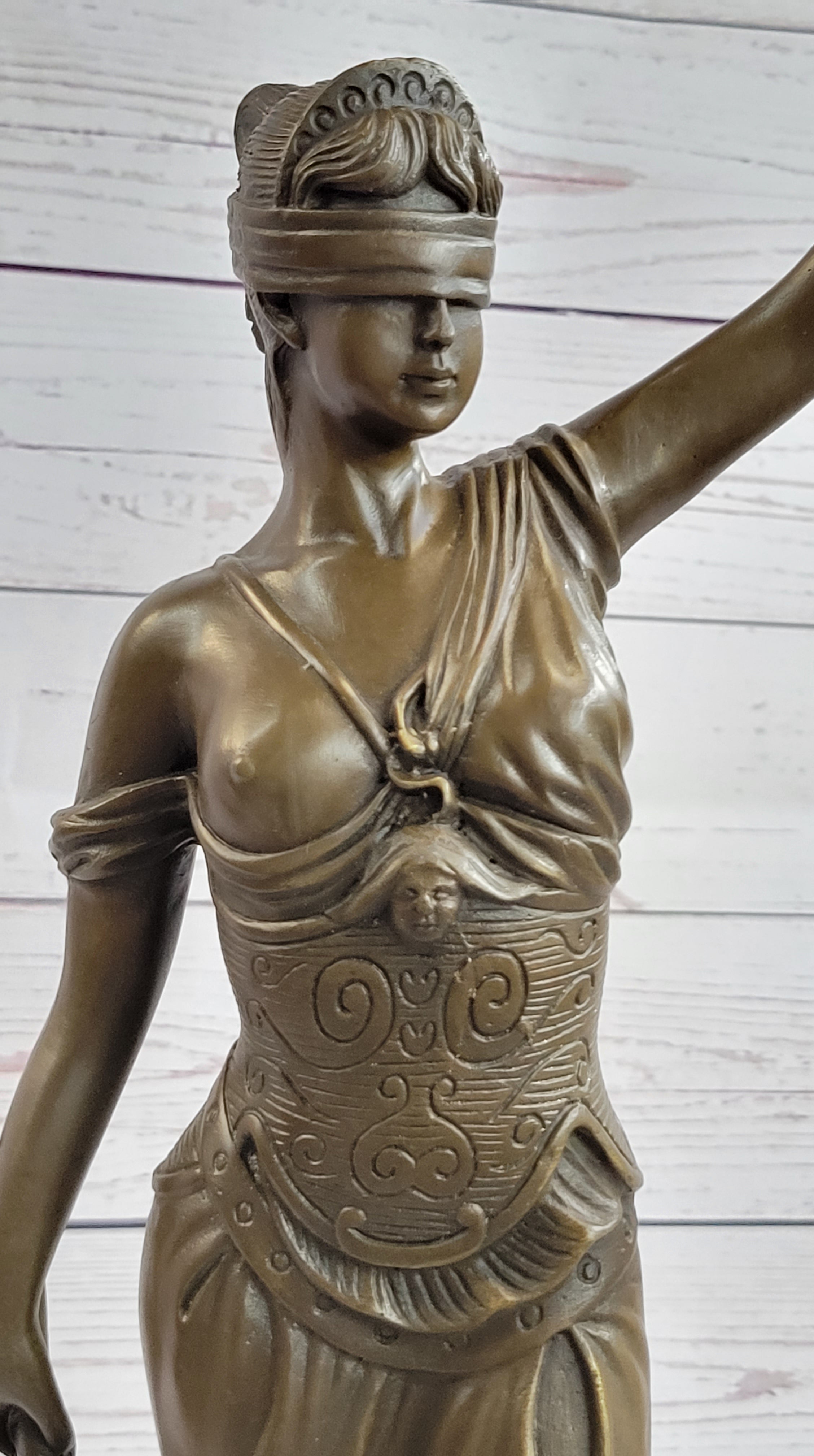 Bronze Scale of Justice Blind Justice Sculpture 18'' NR
