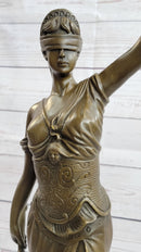 Bronze Scale of Justice Blind Justice Sculpture 18'' NR