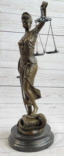 Bronze Scale of Justice Blind Justice Sculpture 18'' NR