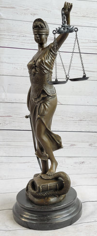 Bronze Scale of Justice Blind Justice Sculpture 18'' NR
